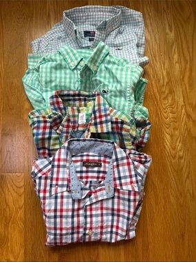 J. McLaughlin, Vineyard Vines, Gap Red, Blue, Green Plaid Button-Down Shirt 3-5